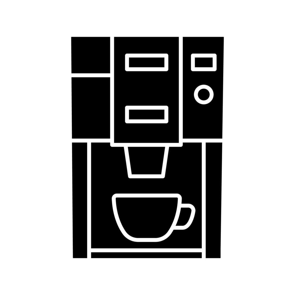 Coffee machine glyph icon. Electric coffeemaker. Coffee house or cafe appliance. Silhouette symbol. Negative space. Vector isolated illustration