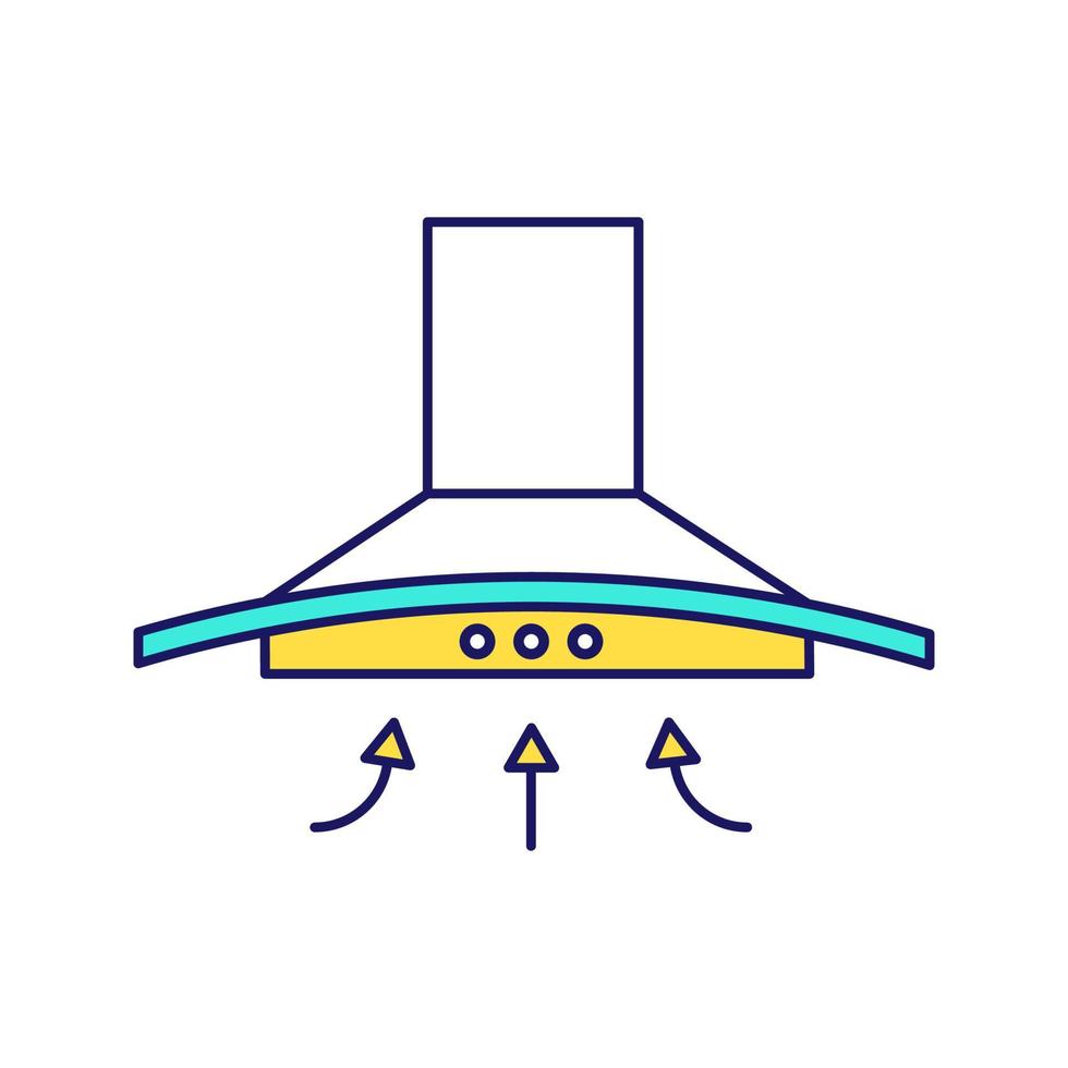 Range hood color icon. Kitchen extractor fan. Isolated vector illustration