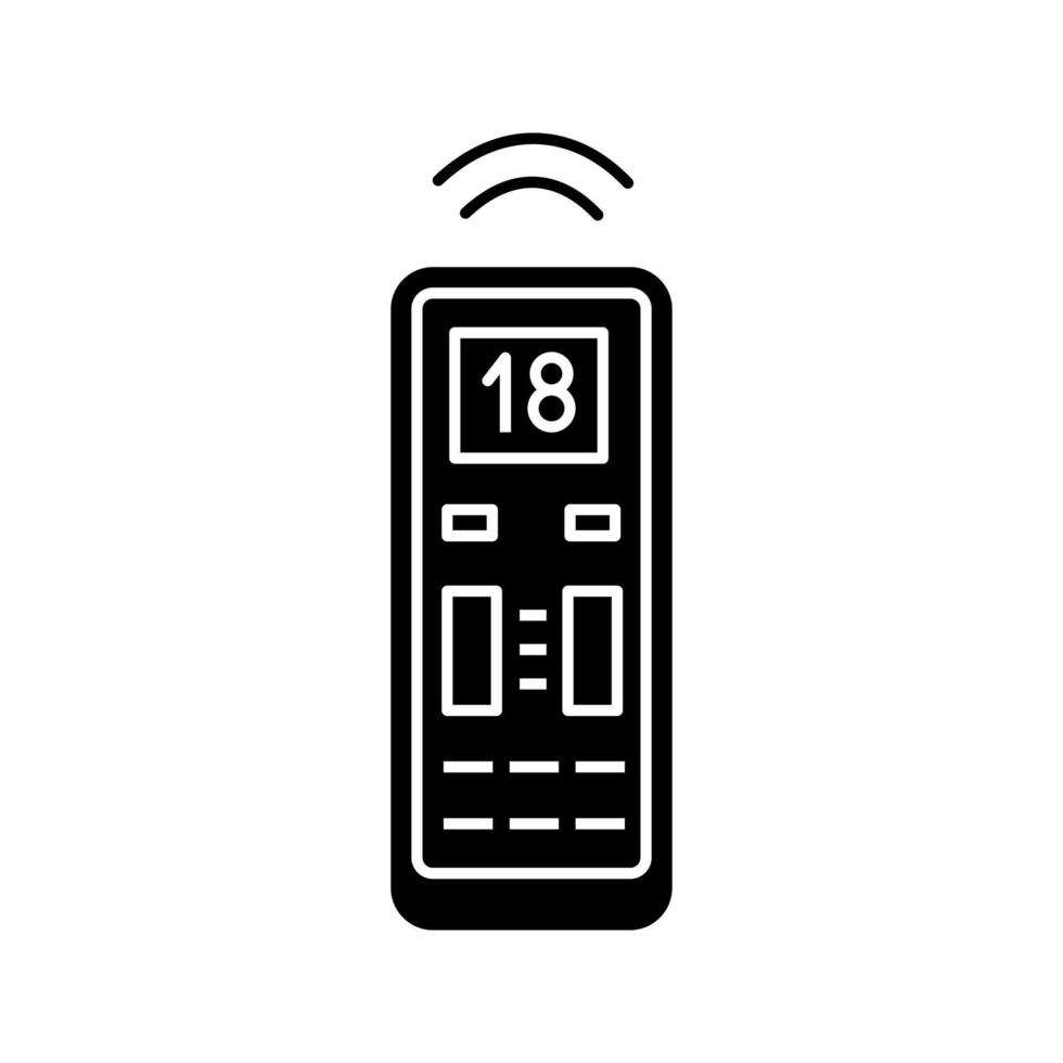 Air conditioner remote control glyph icon. Silhouette symbol. Negative space. Vector isolated illustration