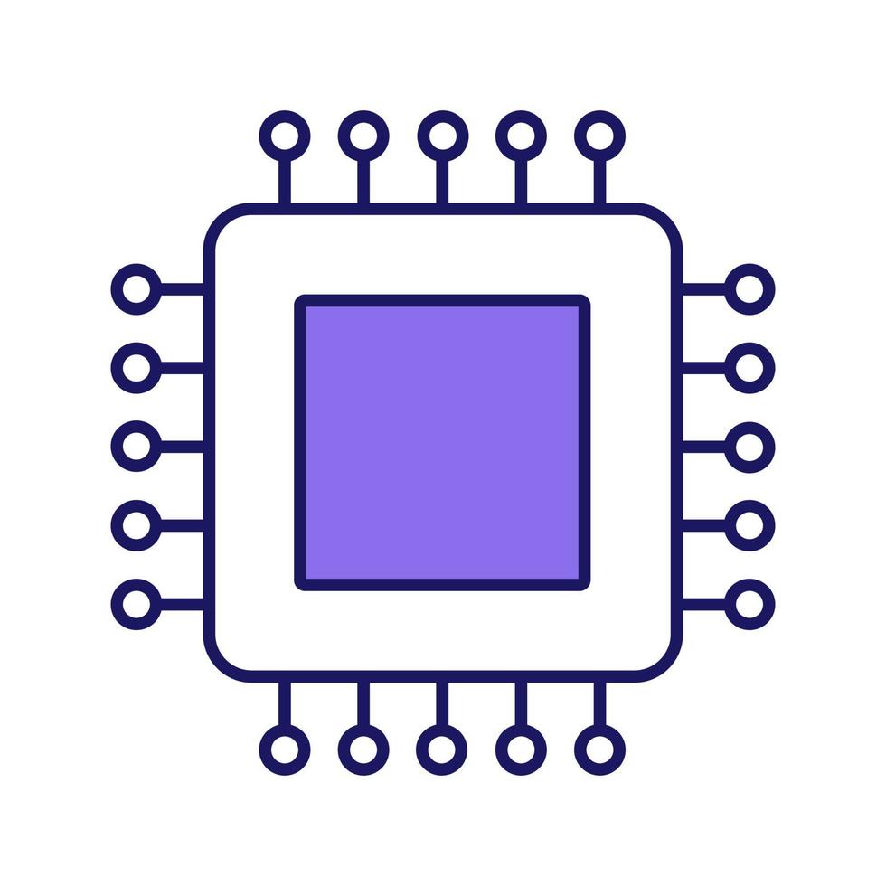 Processor color icon. Microprocessor. CPU. Central processing unit. Integrated circuit. Computer, phone processor. Microchip, chipset, chip. Isolated vector illustration