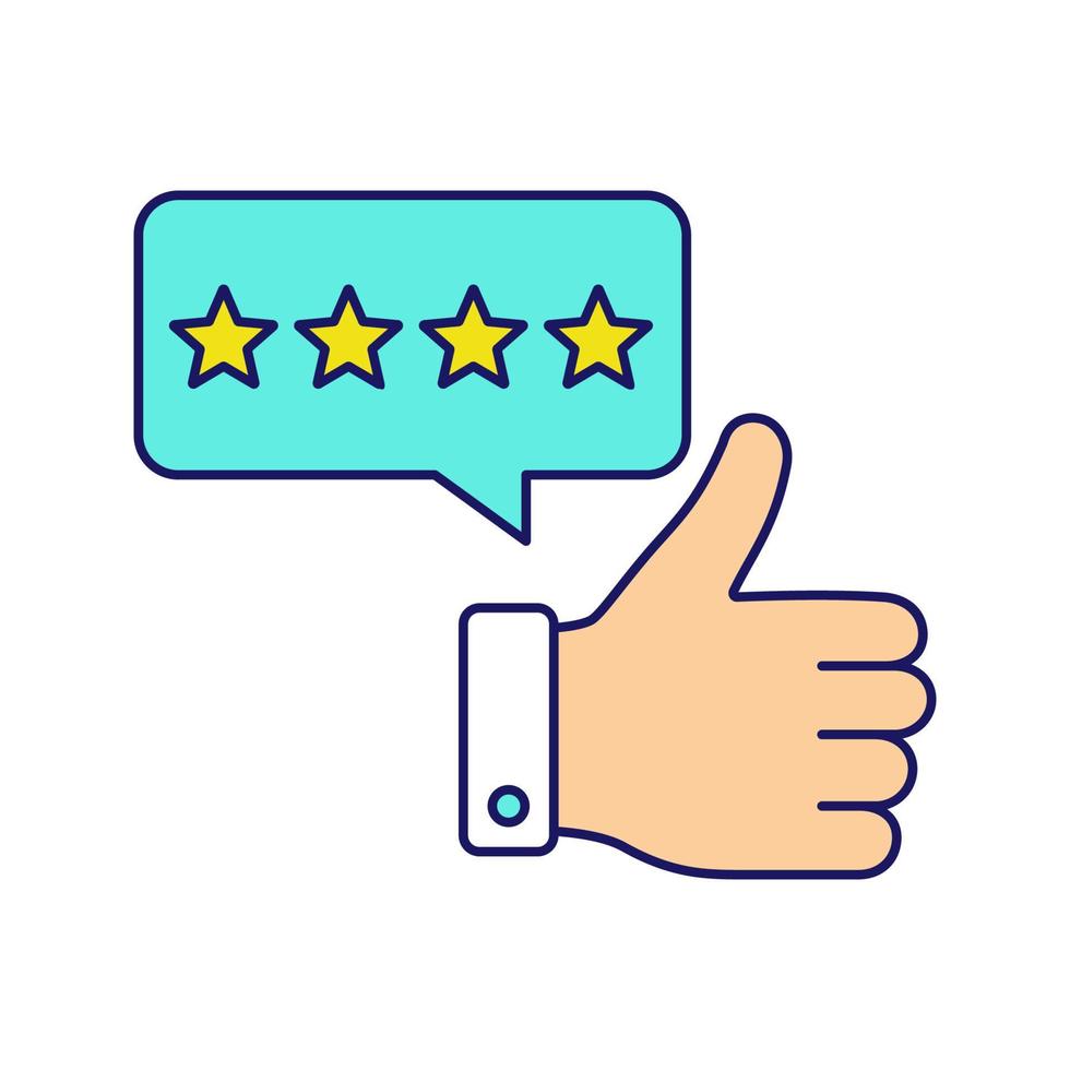 Five star rating color icon. Customer excellent review and feedback. Ranking. Client satisfaction. Isolated vector illustration