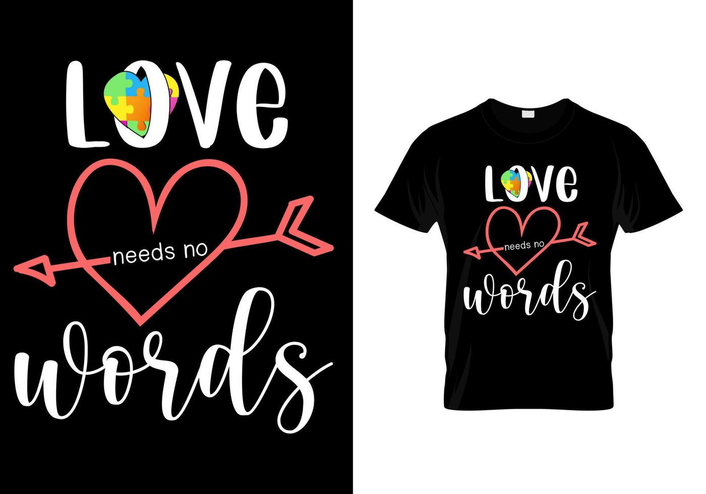 Autism t shirt -LOVE NEEDS NO WORDS vector