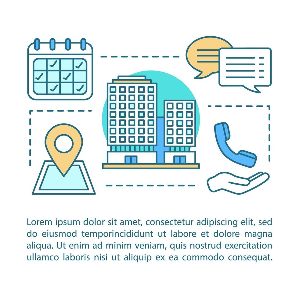 Contact us concept linear illustration. Information center. Infocenter. Call center. Hotline. Article, brochure, magazine page layout. Thin line icons with text boxes. Vector isolated outline drawing