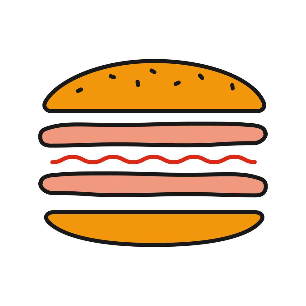 icono de color de corte de hamburguesa. emparedado. montaje de hamburguesas. ilustración vectorial aislada vector