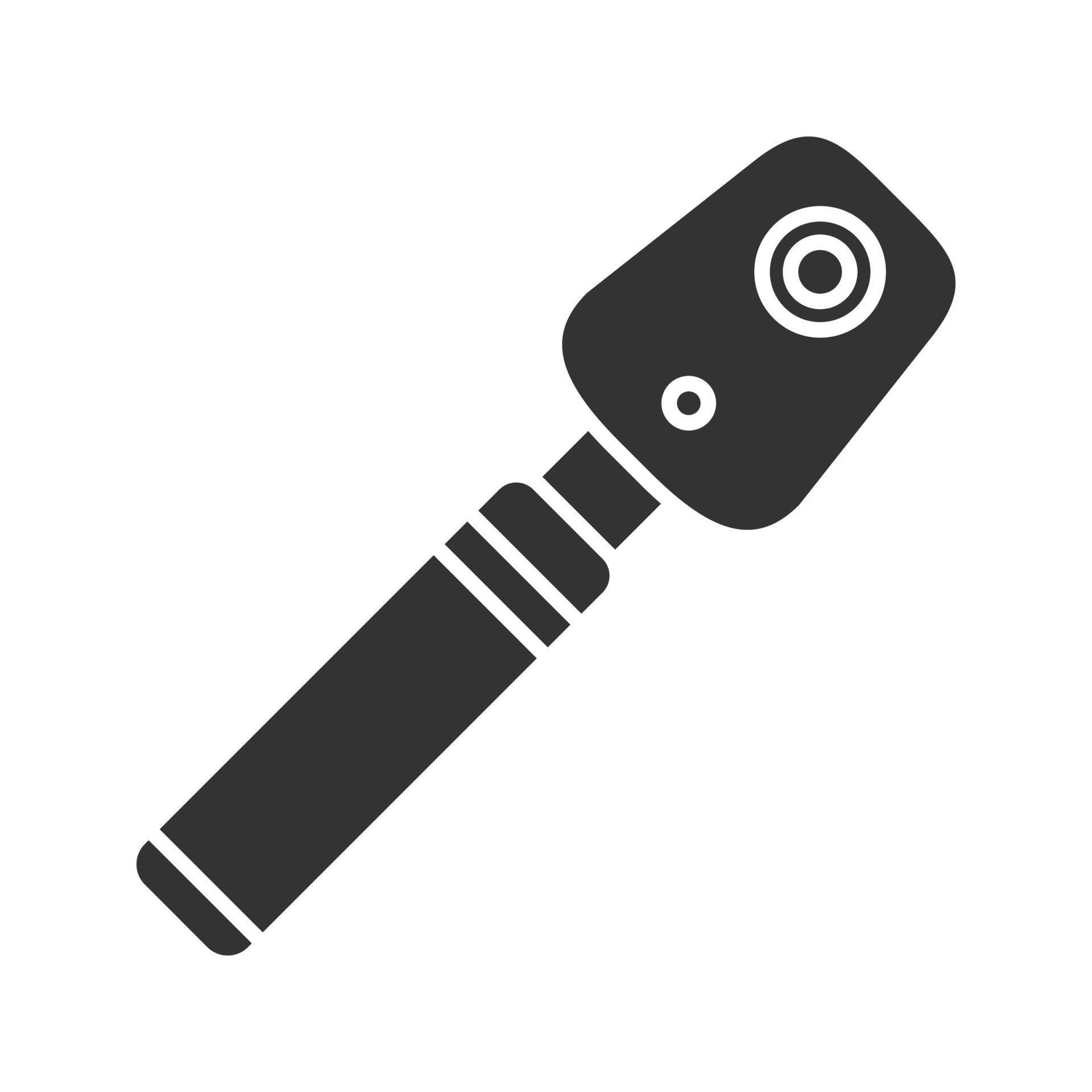 Ophthalmoscope glyph icon. Funduscopy. Eye examination ...