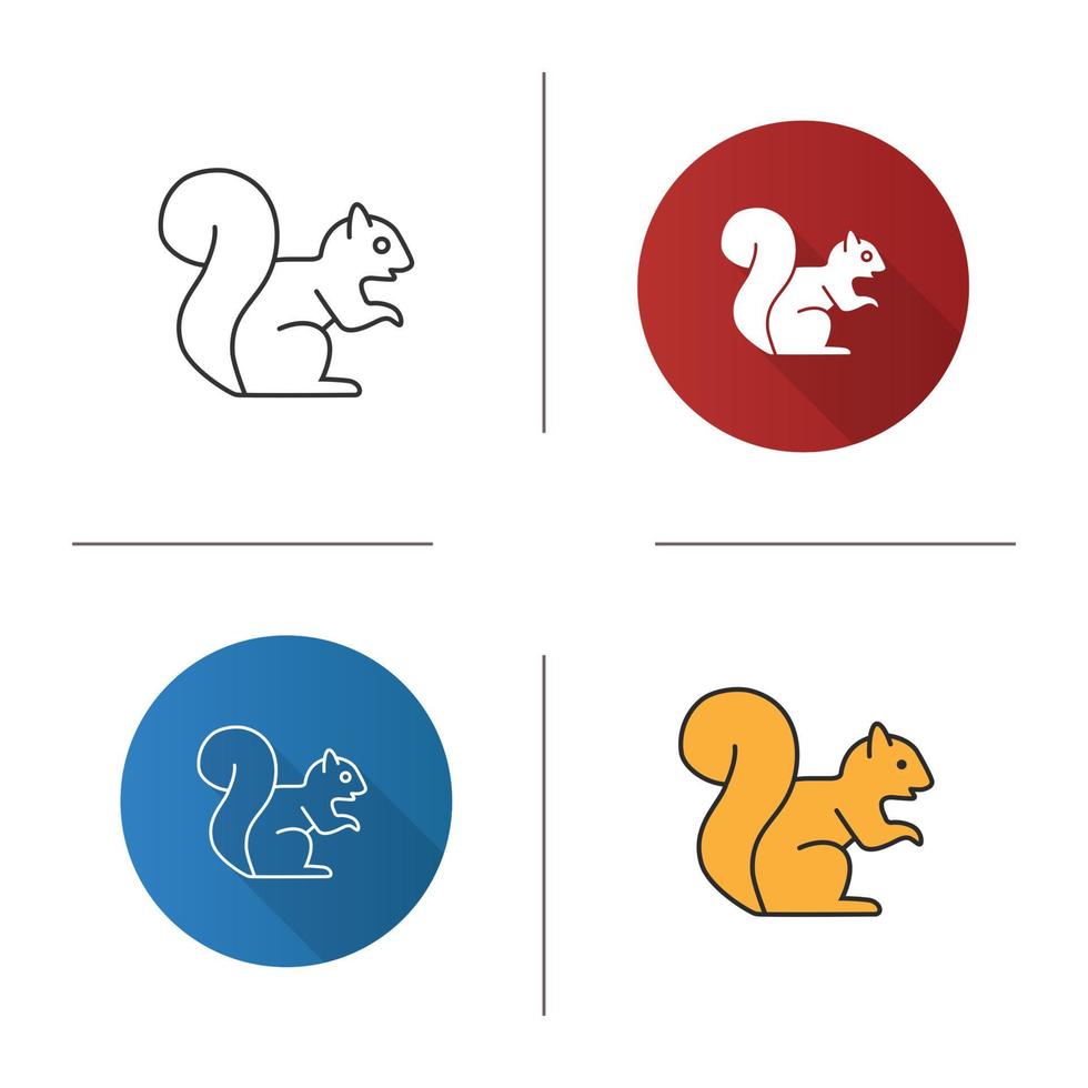 Squirrel icon. Flat design, linear and color styles. Chipmunk. Isolated vector illustrations