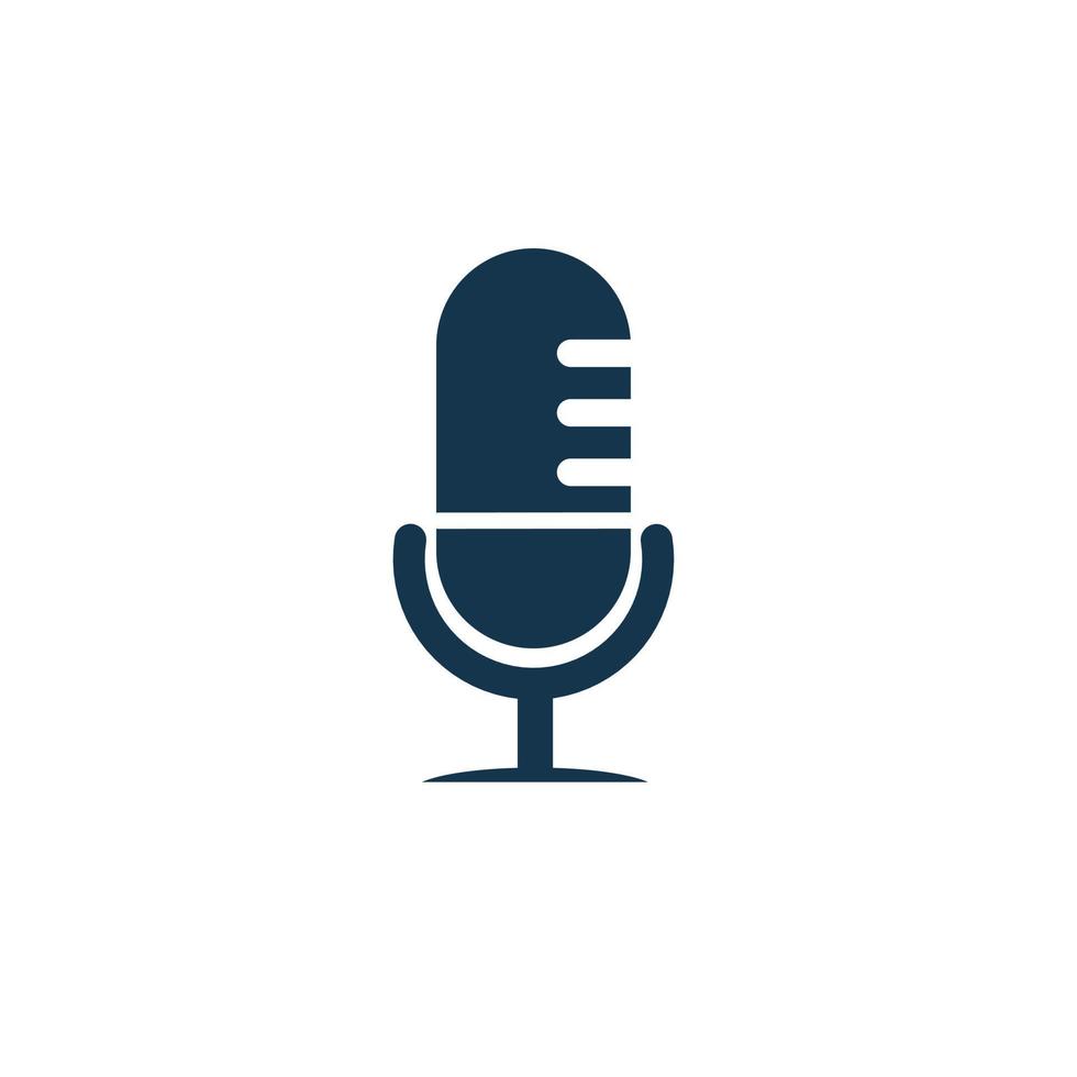 microphone icon. podcast microphone sign. flat vector on a white