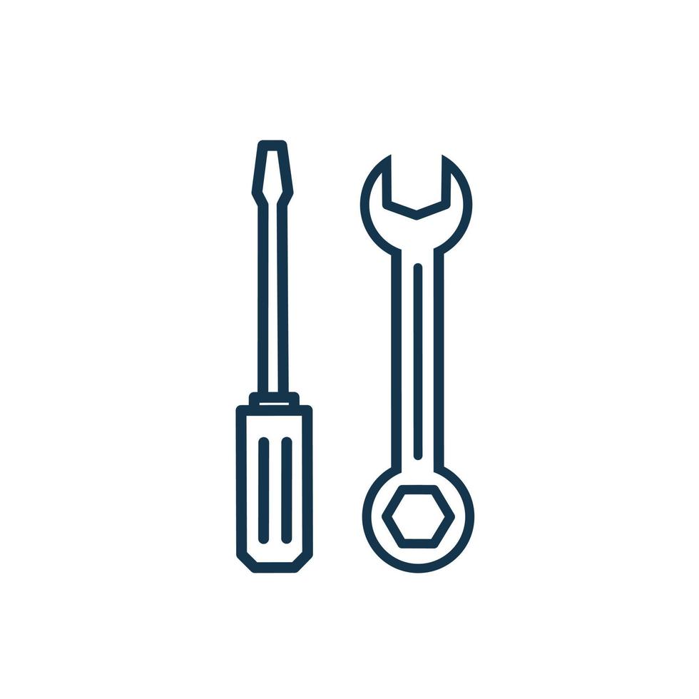 wrench and screwdriver icon.  graphic design on a white background.  repair equipment symbol. vector