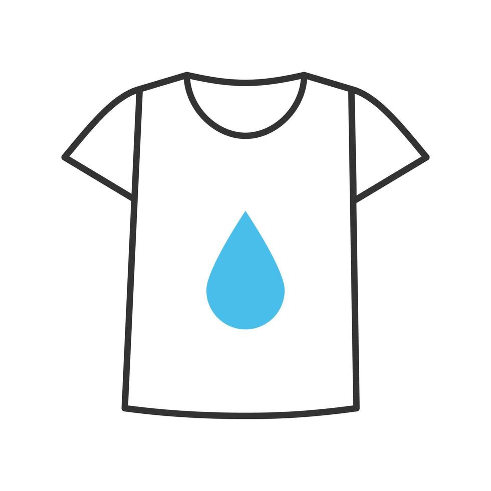 Printing on t-shirt color icon. T-shirt with liquid drop. Isolated vector illustration