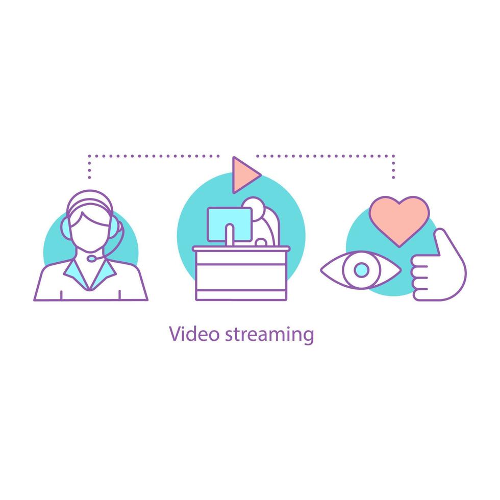 Video streaming concept icon. Video blog idea thin line illustration. Webcast. Vector isolated outline drawing