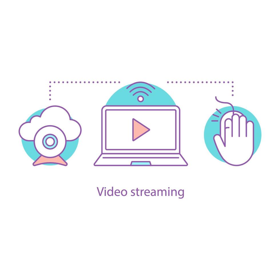 Video streaming concept icon. Video blog idea thin line illustration. Webcast. Vector isolated outline drawing