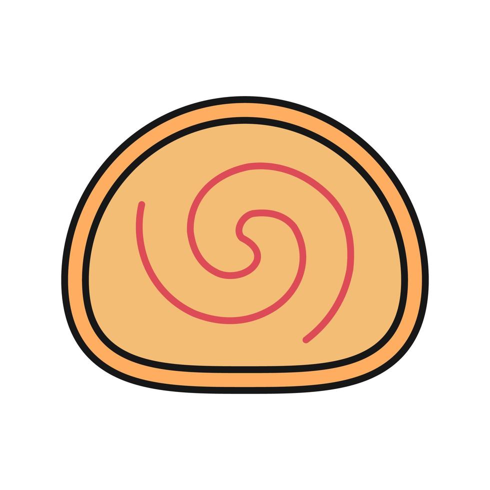 Swiss roll color icon. Isolated vector illustration