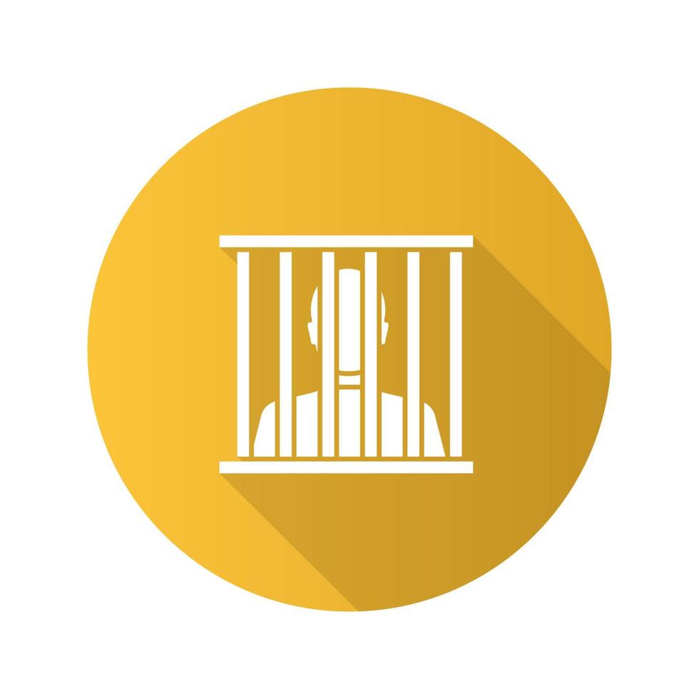 Prisoner flat design long shadow glyph icon. Jail, prison. Vector silhouette illustration