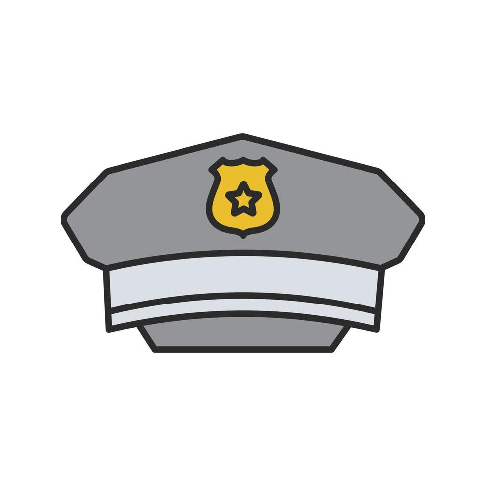 Policeman hat color icon. Cop's cap. Isolated vector illustration