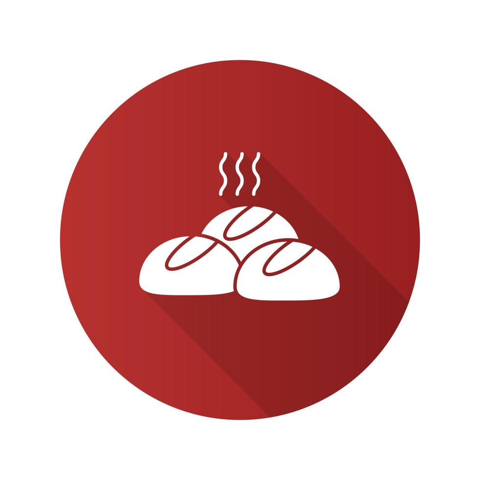Dinner rolls flat design long shadow glyph icon. Round buns. Vector silhouette illustration