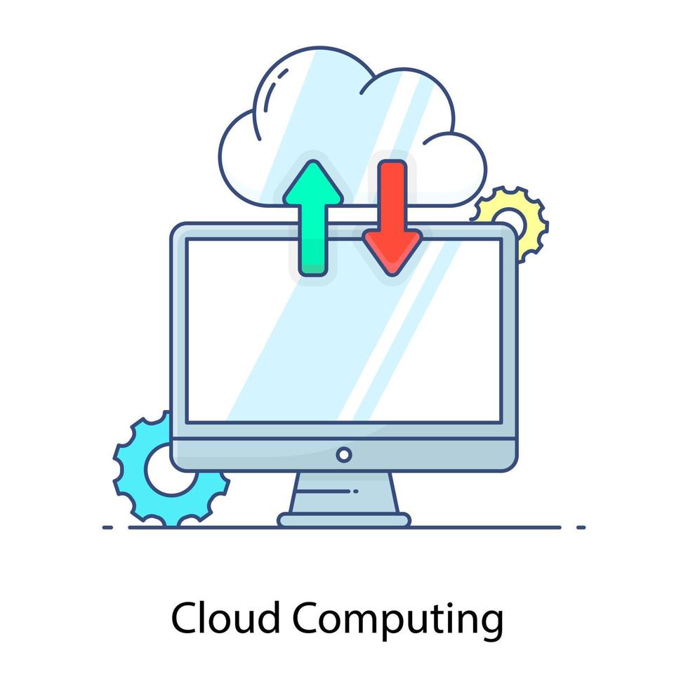 un ícono plano de computación en la nube, tecnología en la nube vector