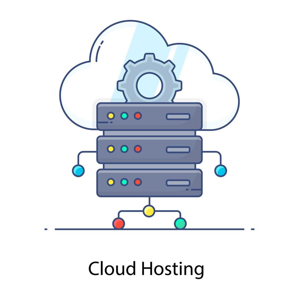 Cloud hosting icon style, cloud with dataserver vector