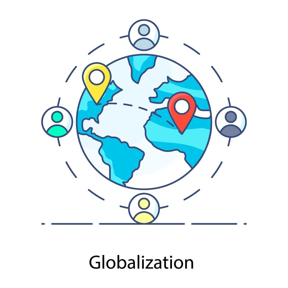 A trendy flat icon of global network vector