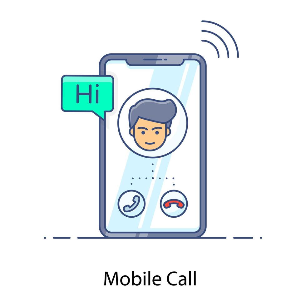 Vector of mobile call in editable style