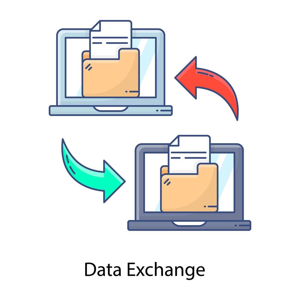 un icono plano de intercambio de datos en estilo editable vector