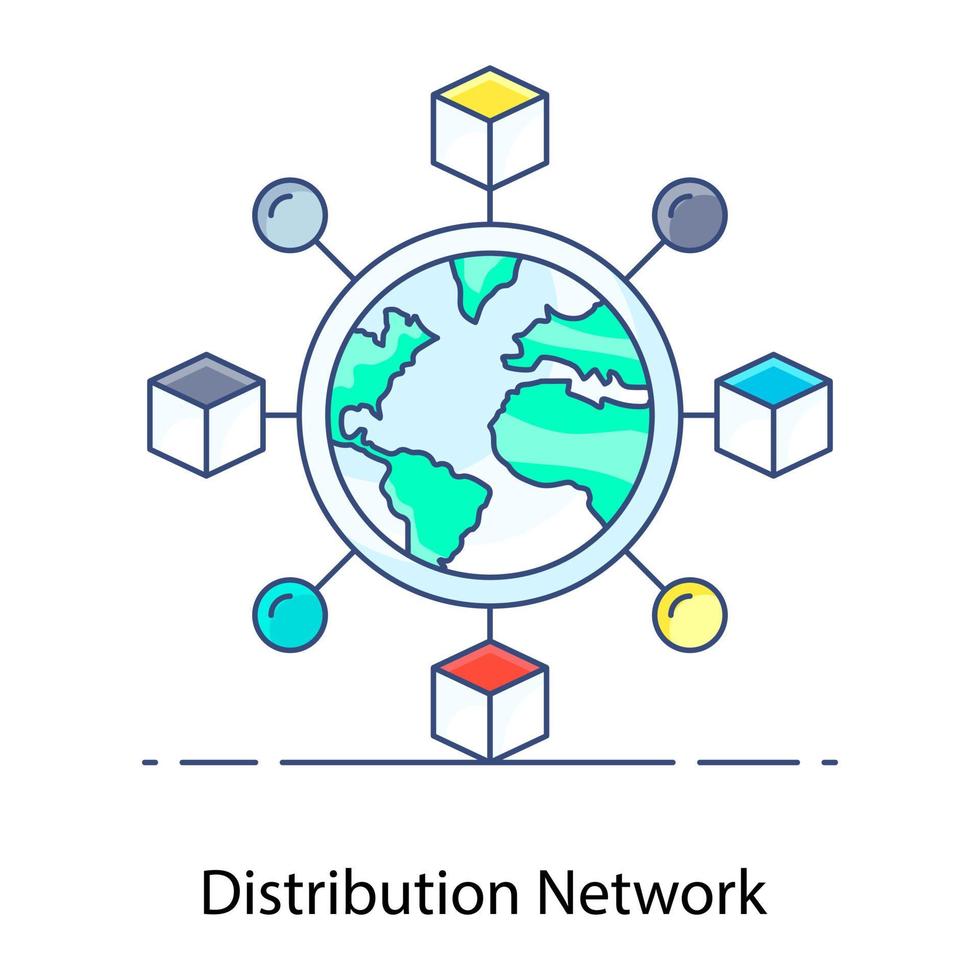 A trendy flat icon of global network vector