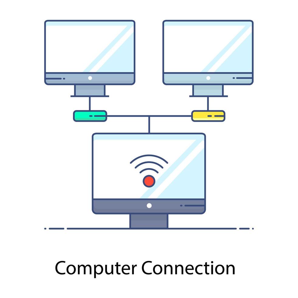 un estilo de icono plano de red lan, vector plano