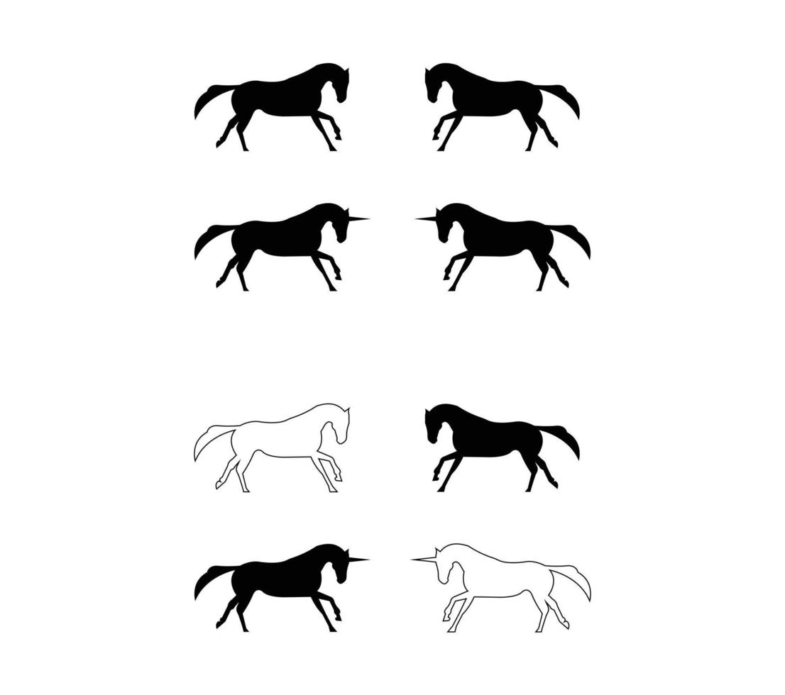 horses and unicorns fighting concept on white vector