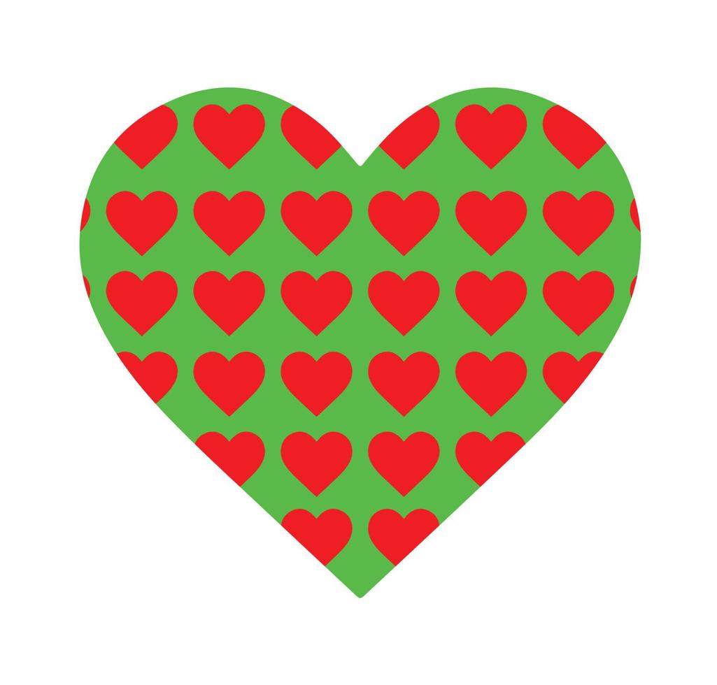 red hearts in green heart background vector