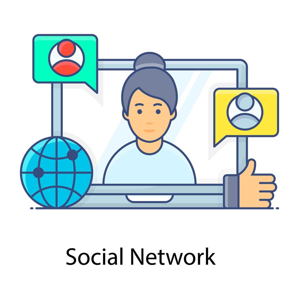 A flat icon of customer feedback, social likeness vector