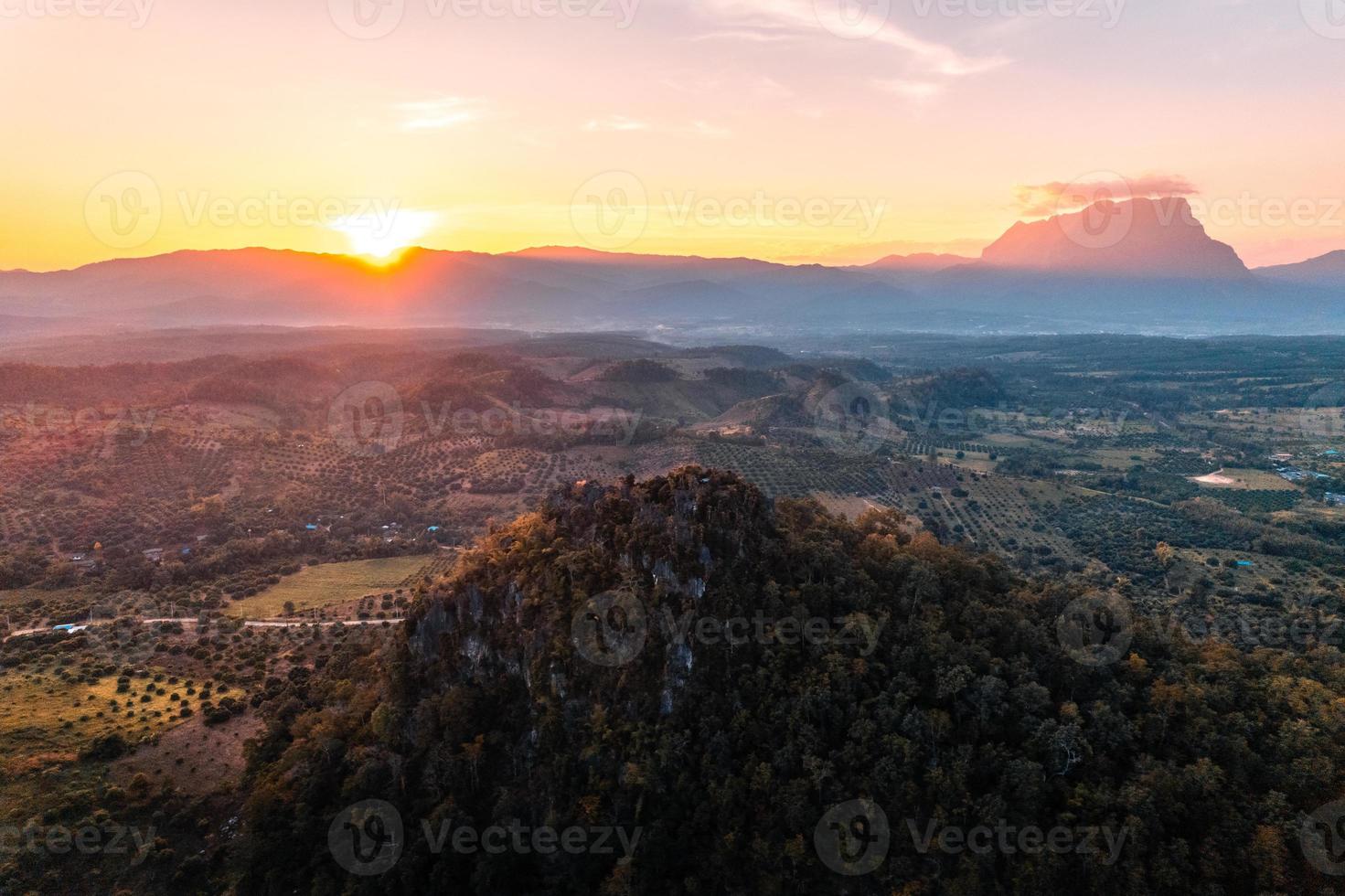 On the mountain, rocks, view in the evening photo