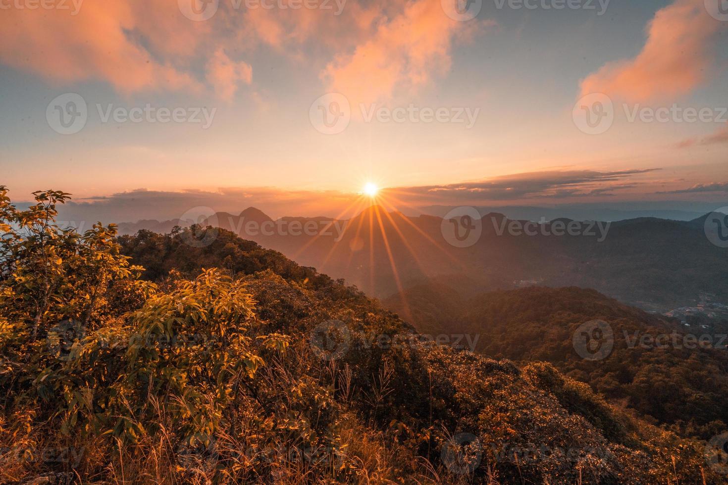 landscape mountain scenery in the evening photo