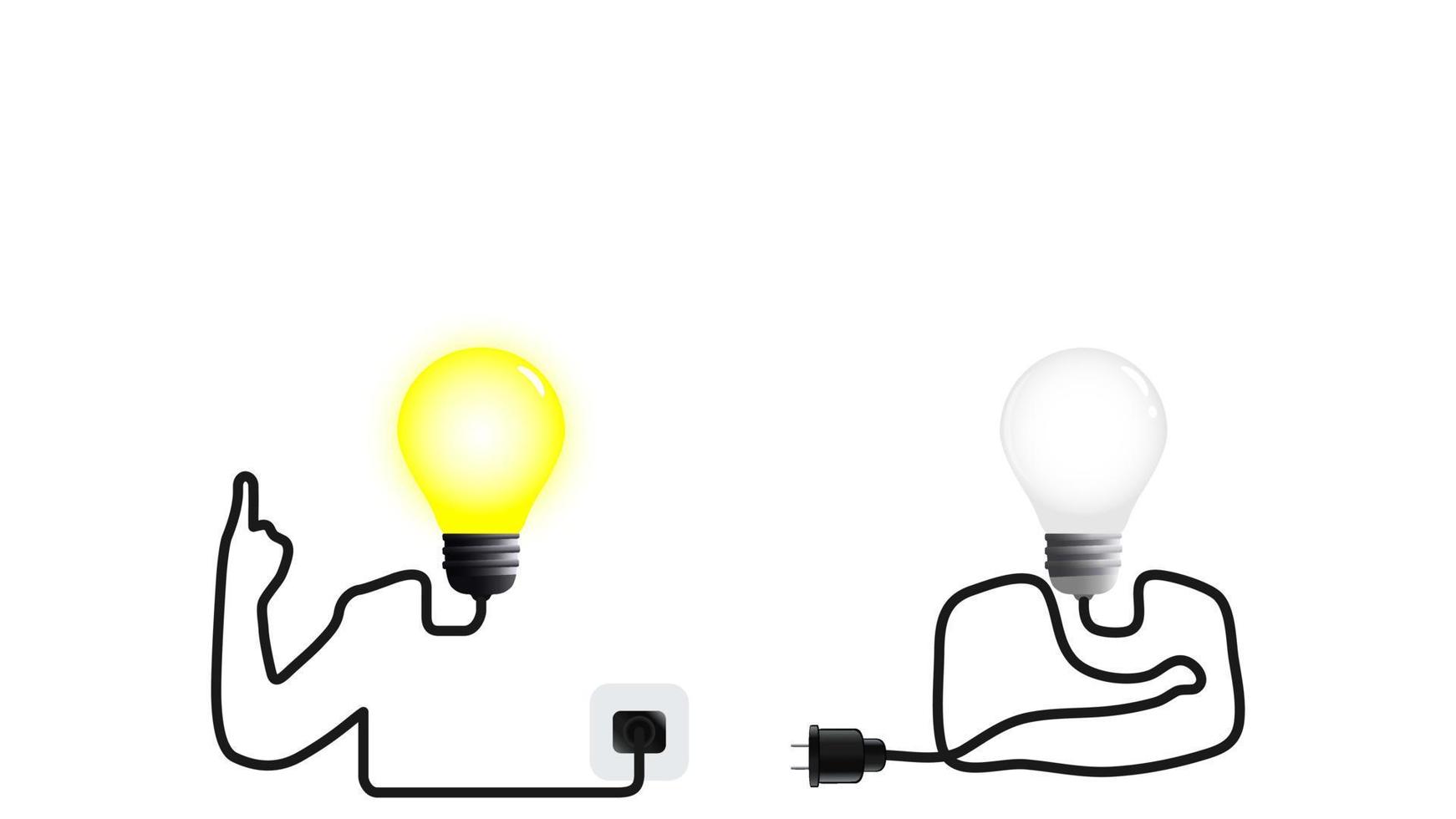 Light bulb head man got an idea, another still thinking vector