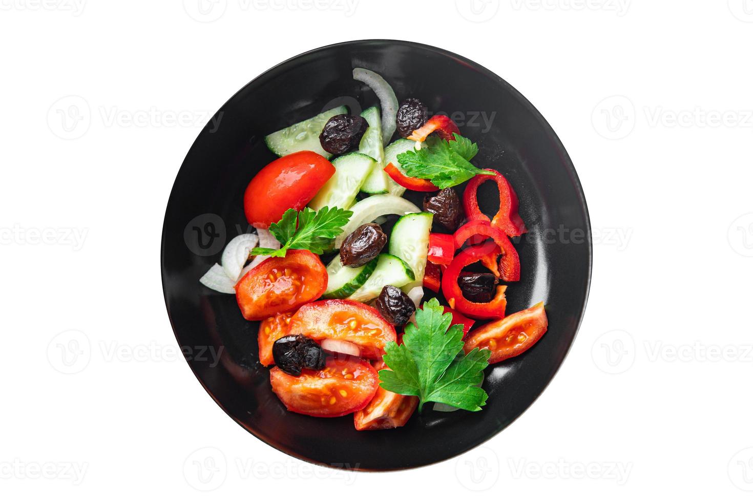 salad vegetable olive, tomato, cucumber, pepper fresh photo