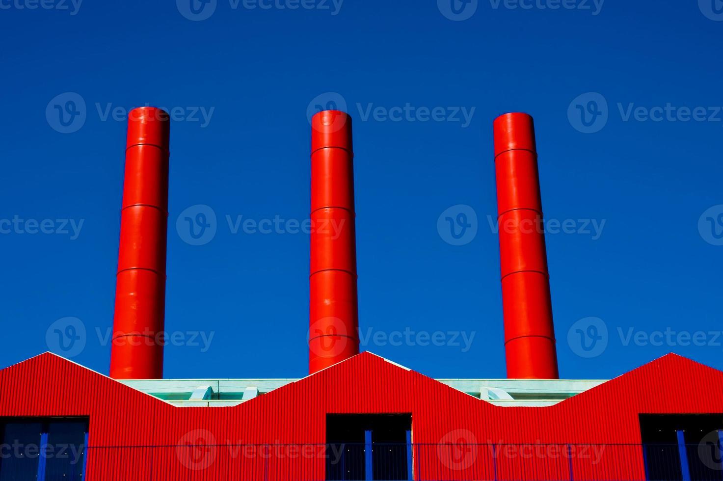 Smokestacks of red color photo