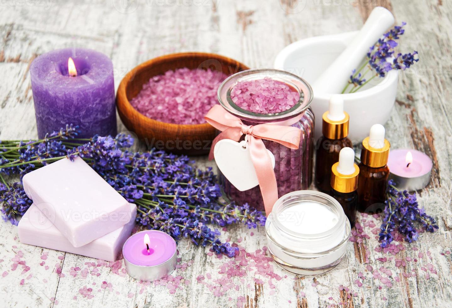 Spa products with lavender photo