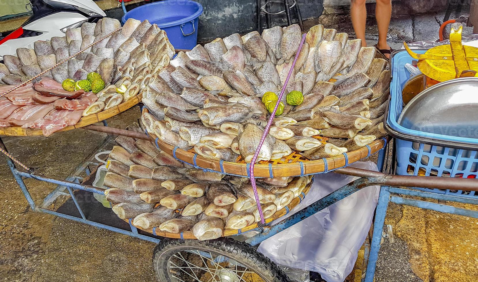 Colorful China Town Old Market shopping street food Bangkok Thailand. photo