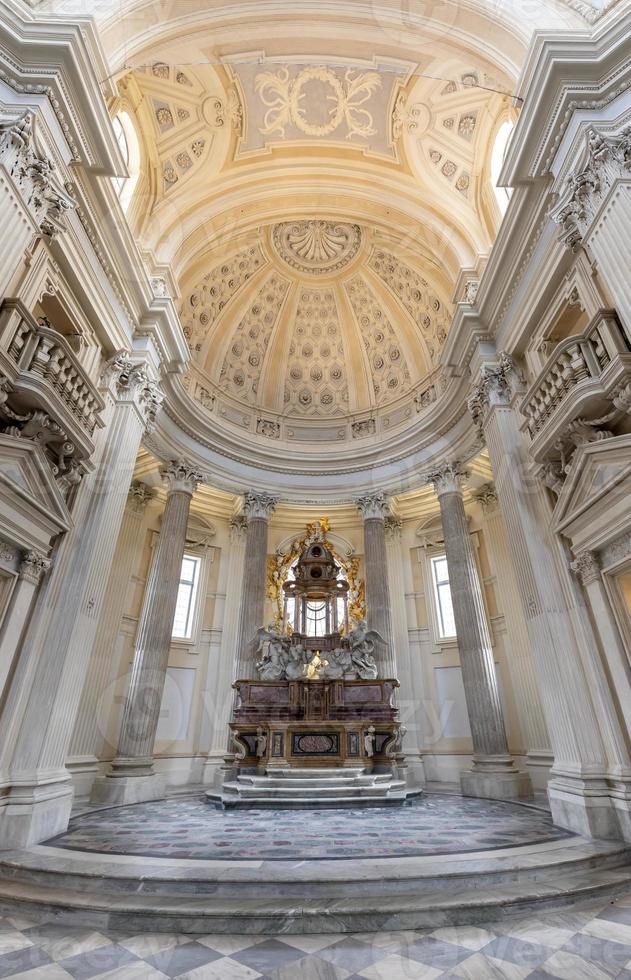 Sacred catholic altar in Baroque style and cupola. Day light - Italy photo