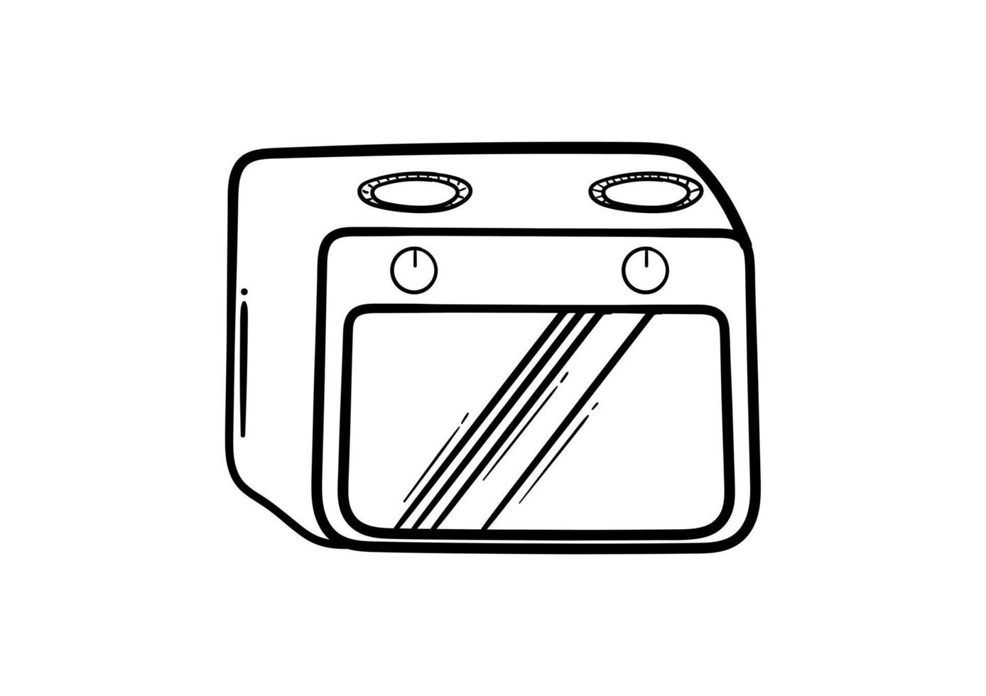 hand drawn stove with technology theme vector