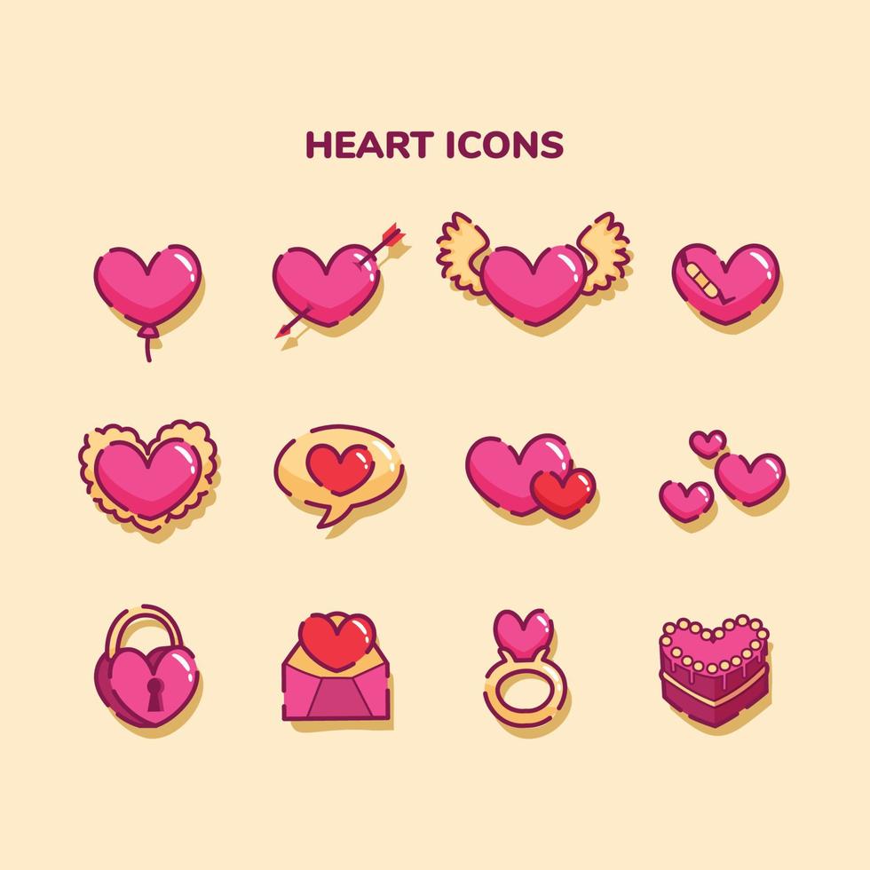 iconos del corazón de san valentín vector