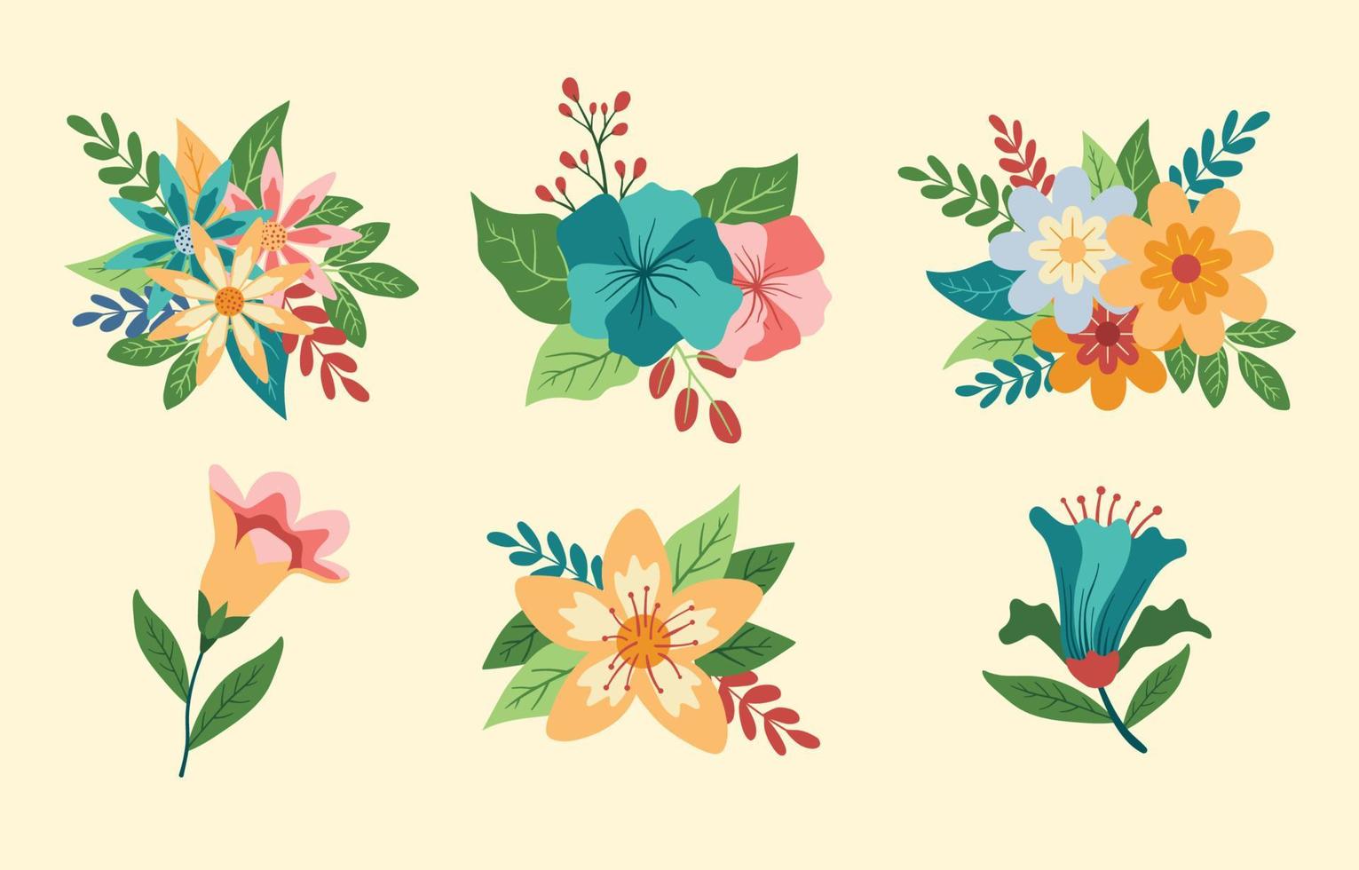 colección de elementos de flores de primavera vector