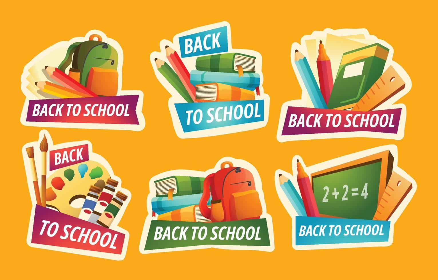 Back to School Sticker Set vector