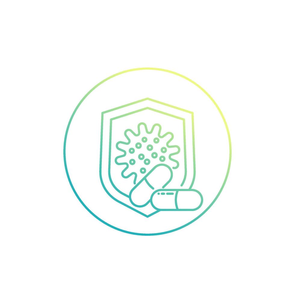 Antibiotic resistant virus vector line icon