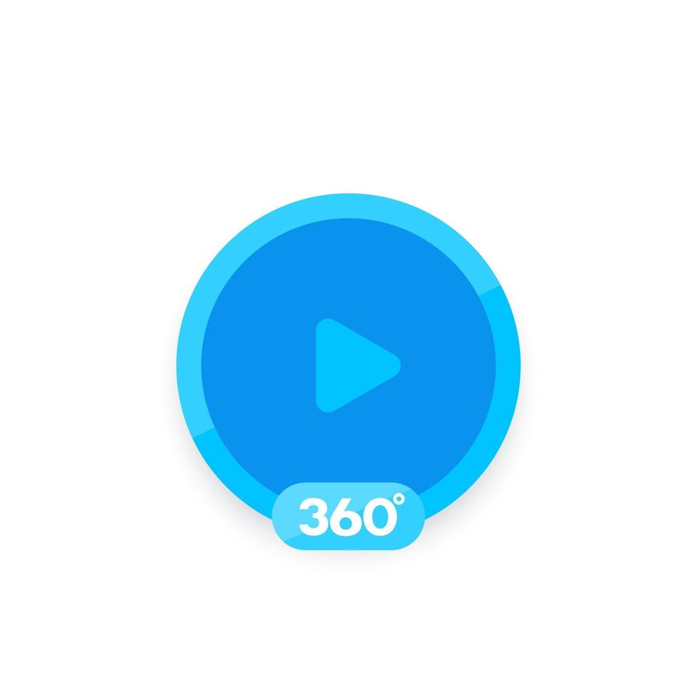 360 degrees video icon for apps and web, blue on white vector