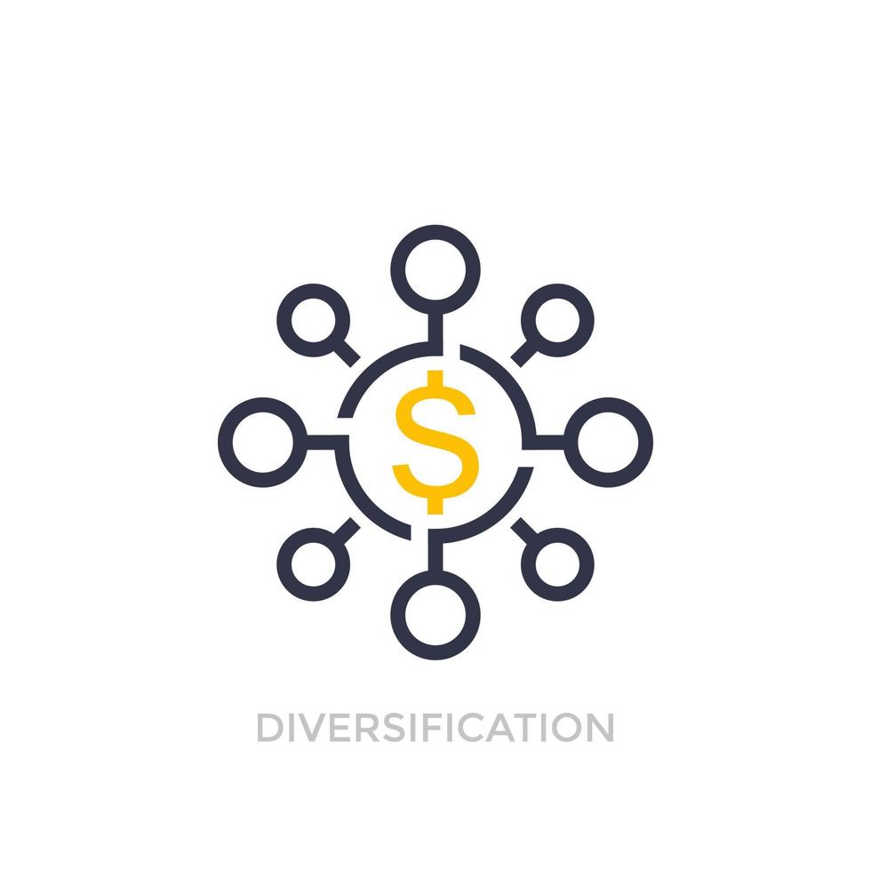 Financial diversification, diversified investment icon vector