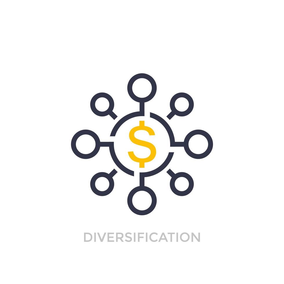 Financial diversification, diversified investment icon vector