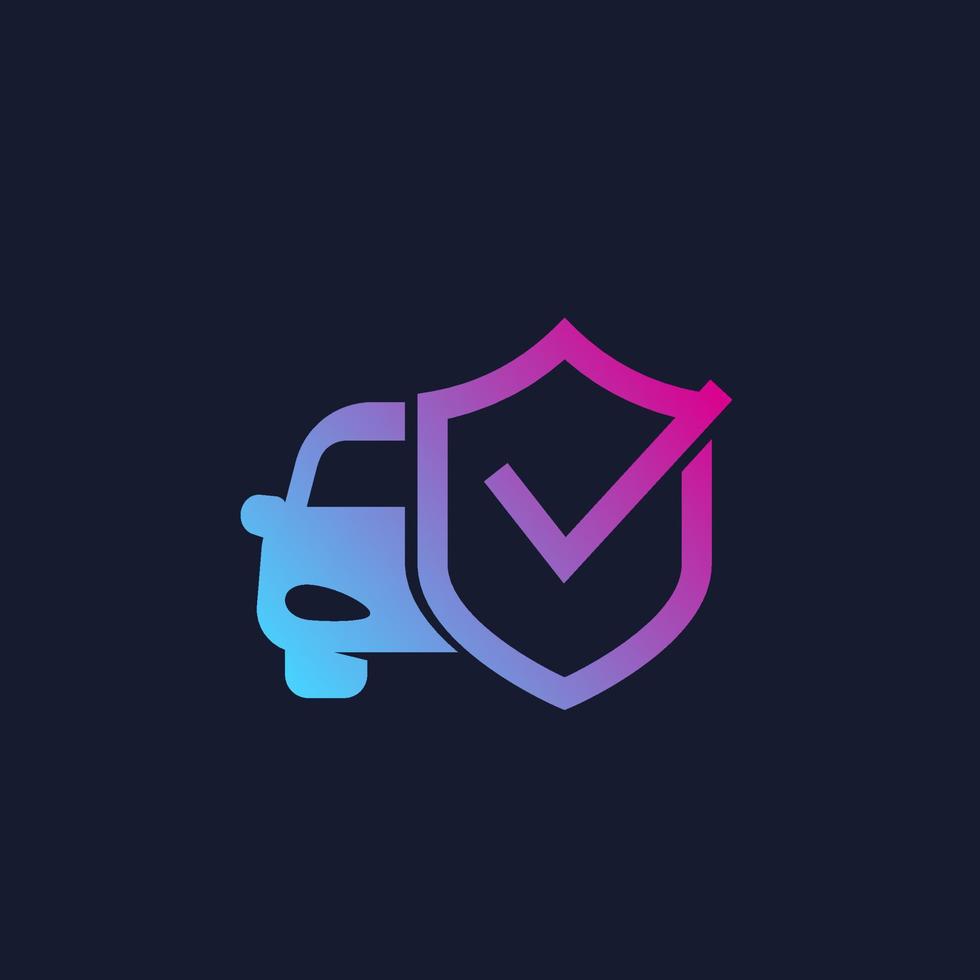 icono de coche y escudo, marca de logotipo vectorial vector