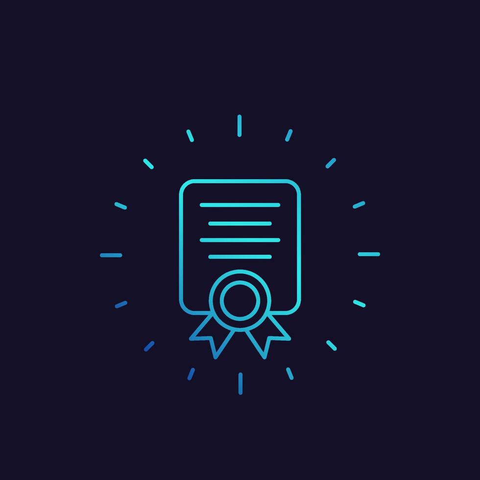 certificate icon in linear style vector
