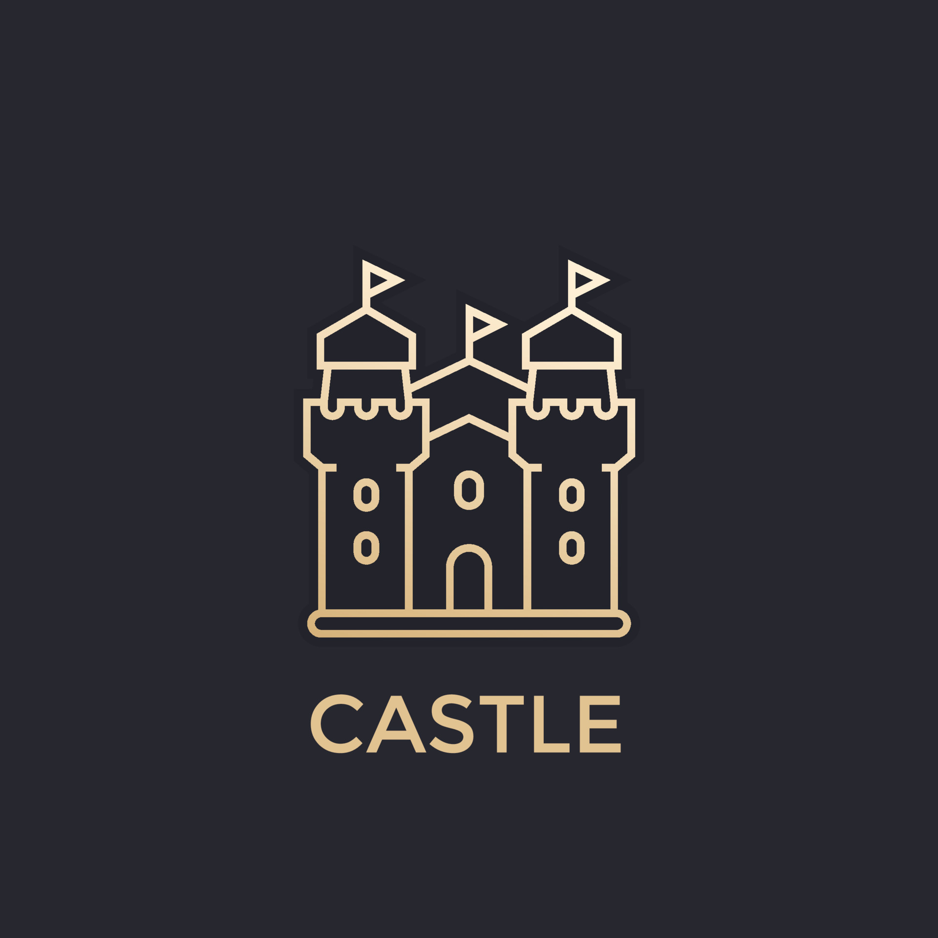 castle, fortress vector icon, gold, linear style 5195065 Vector Art at ...