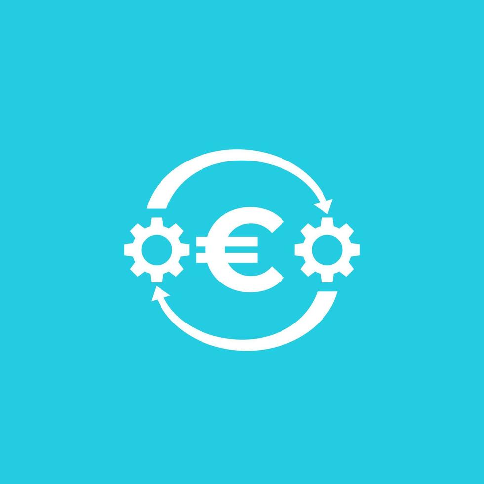 optimización de costes, icono financiero con euro vector