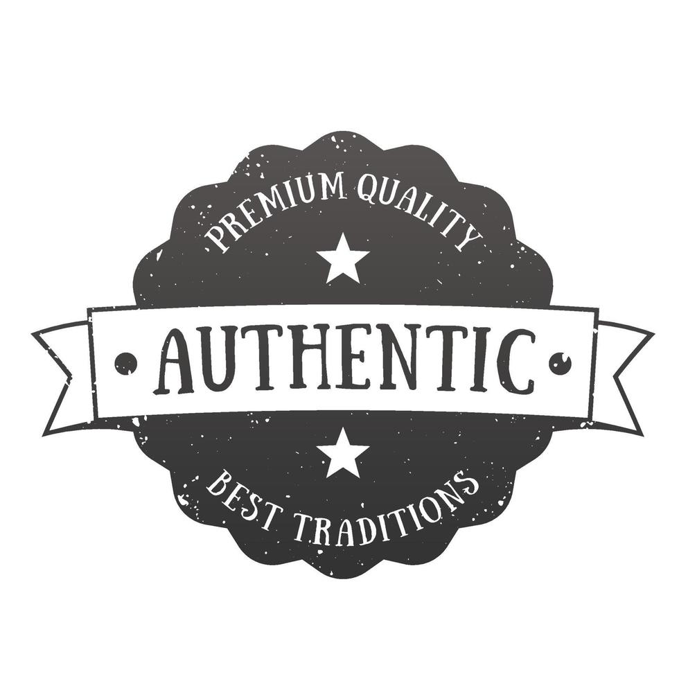 Authentic vintage emblem, vector badge isolated over white